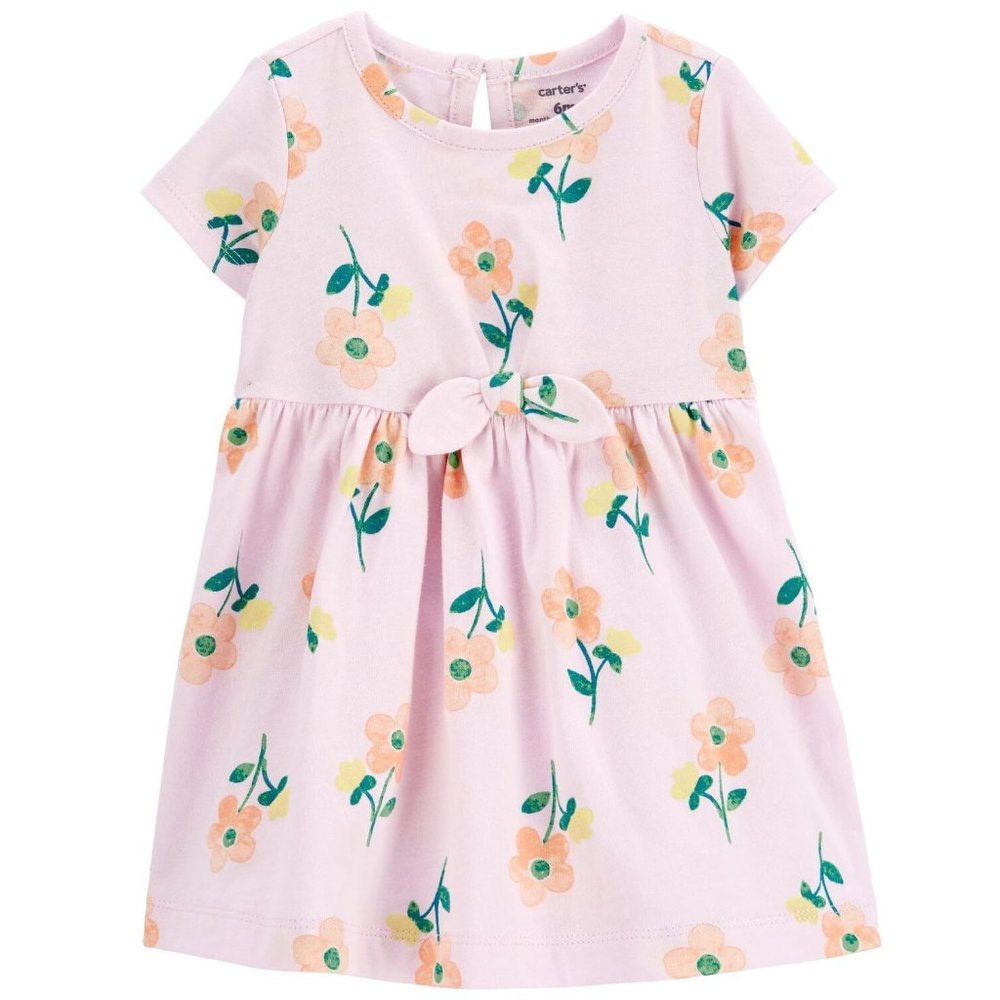 Baby Girls Carter's Pink Flowered Jersey Dress w/Diaper Cover Size 12 months NWT